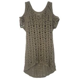 Victoria's Secret Crochet Top Cold-Shoulder Olive Green Shirt Size Small/Petite